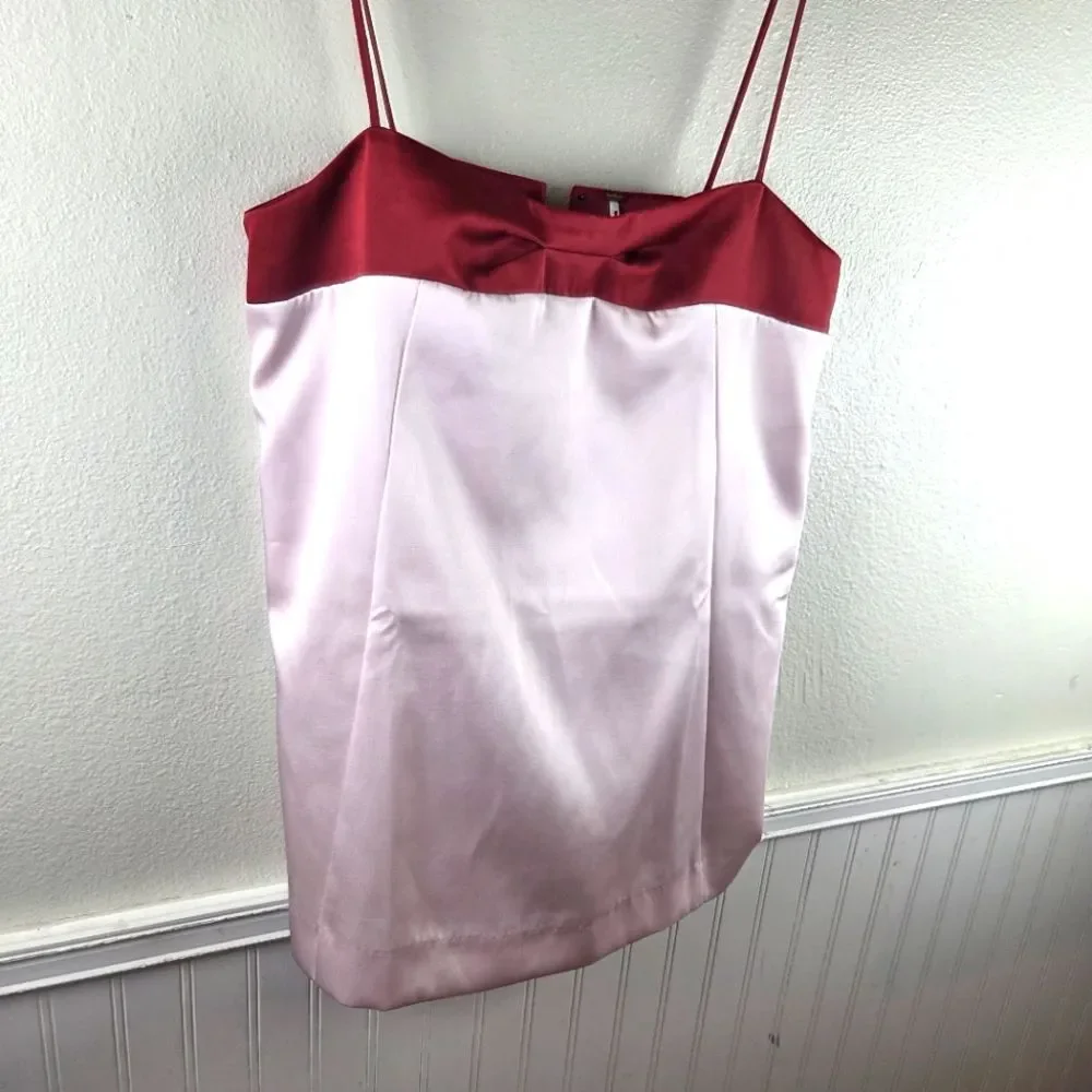 Women's Free People Nwot Pink and Red Spaghetti Strap Tunic Tank Top Size Med